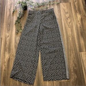 Max Studio Black White Floral Wide Leg Pants small